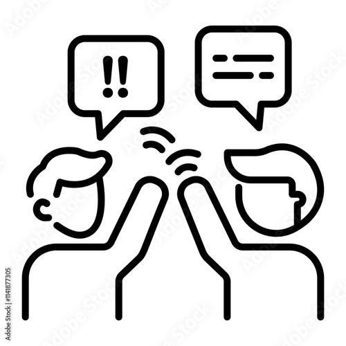 Disagreement between two characters, line style icon 