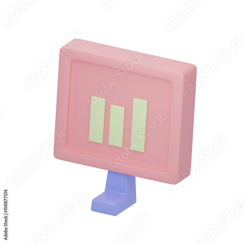 3D monitor with chart concept. 3d rendering illustration photo