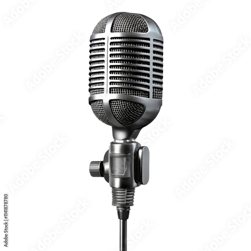 Vintage retro style microphone on transparent background photo