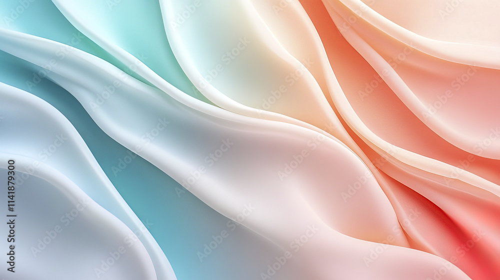 Obraz premium Fluid pastel gradients of blush, aqua, and peach create serene backdrop