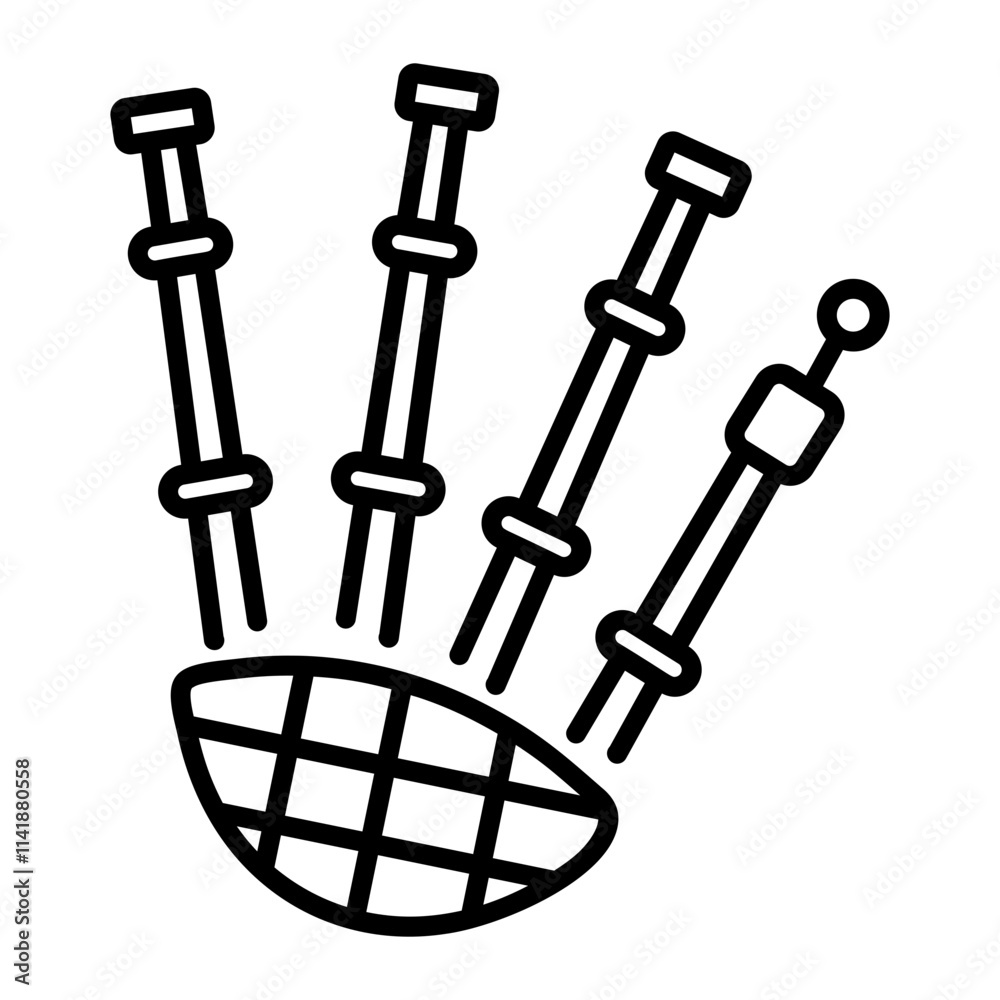 Obraz premium A linear icon of bagpipes instrument 