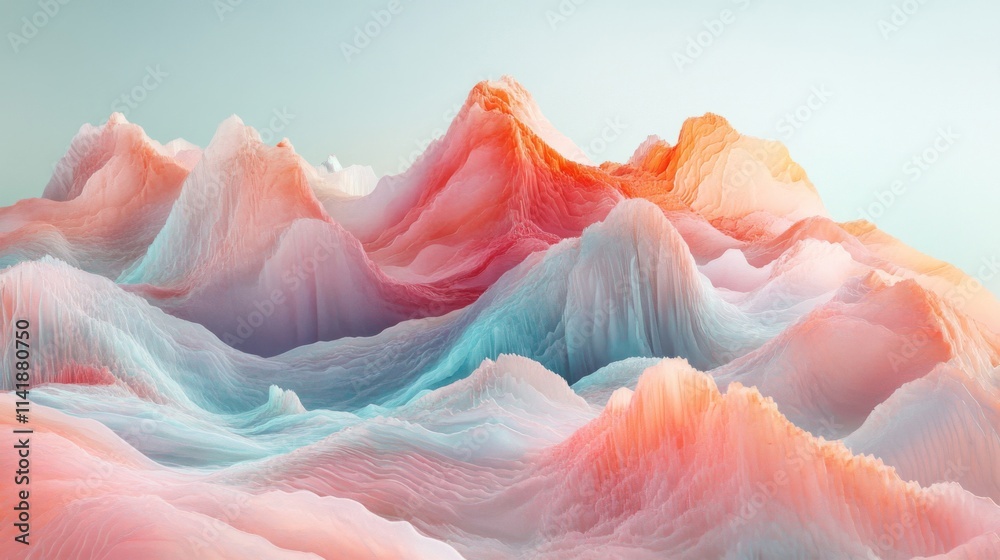 Pastel Colored Abstract Mountain Range Landscape Pastel Colored Abstract Mountain Range Landscape