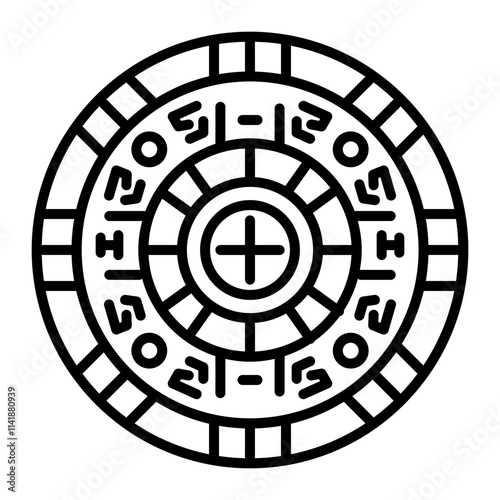 A linear icon of mayan calendar photo