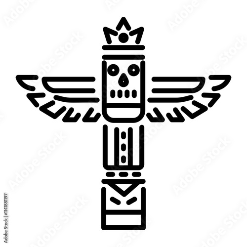 Traditional totem pole icon in linear style 