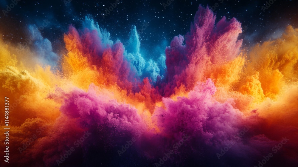 Obraz premium Vibrant Colorful Explosion Against Dark Background