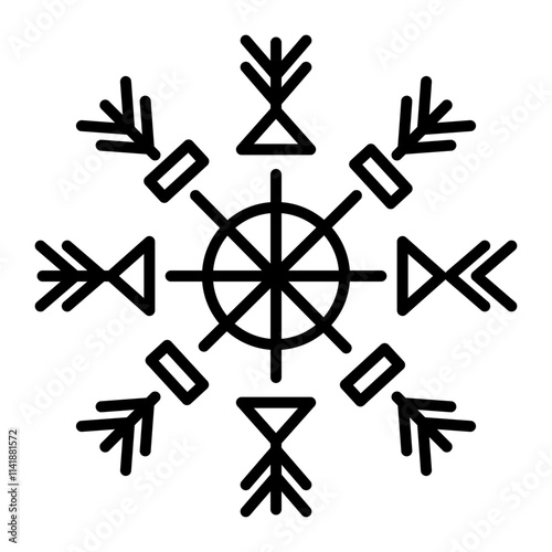 A linear icon of viking runes sign 