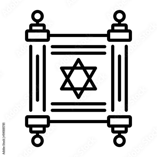 Torah scroll icon in linear style 