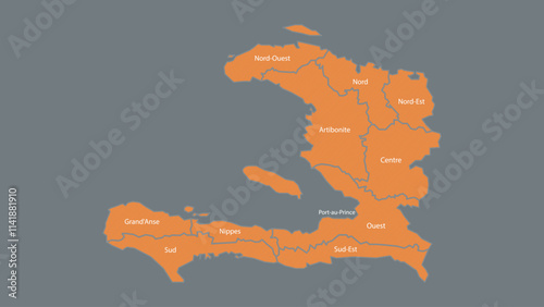 Modern Map of Haiti with Interactive Features, Flat design Haiti outline map.