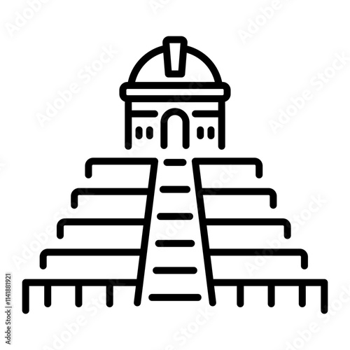 Mayan observatory icon in linear style 