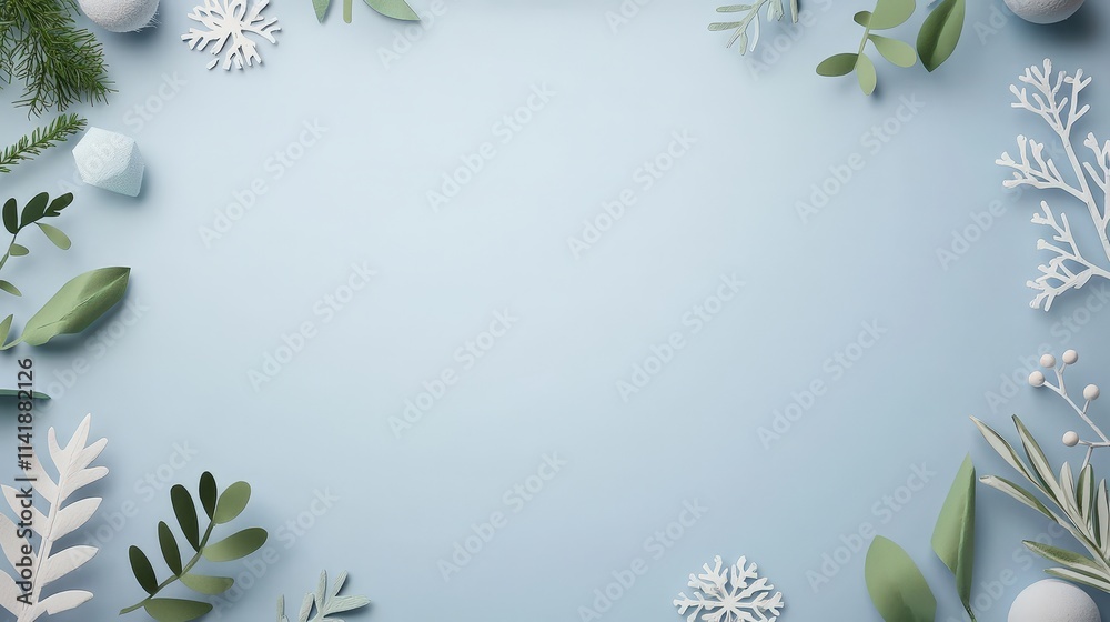 Winter Leaves and Snowflakes Decorative Background Winter Leaves and Snowflakes Decorative Background
