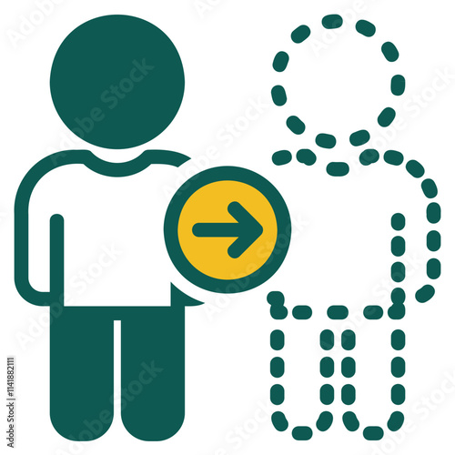 Male cloning yellow and dark green coloring glyph style icon