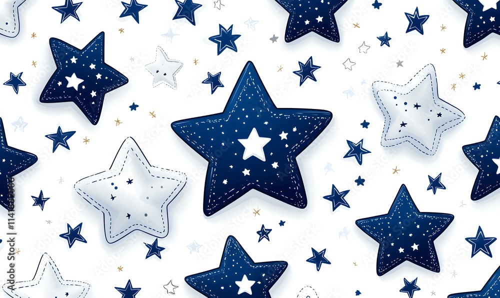 Obraz premium Seamless Star Pattern Designed for Kids with Fun Colors and Shapes