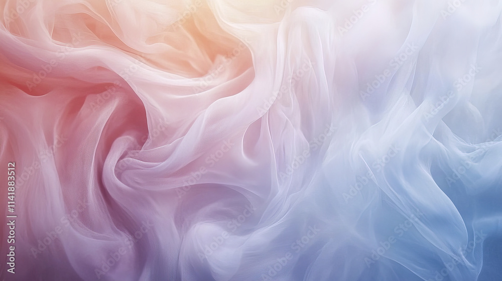 Obraz premium Soft pastel mesh gradient with swirling tones of pink and blue