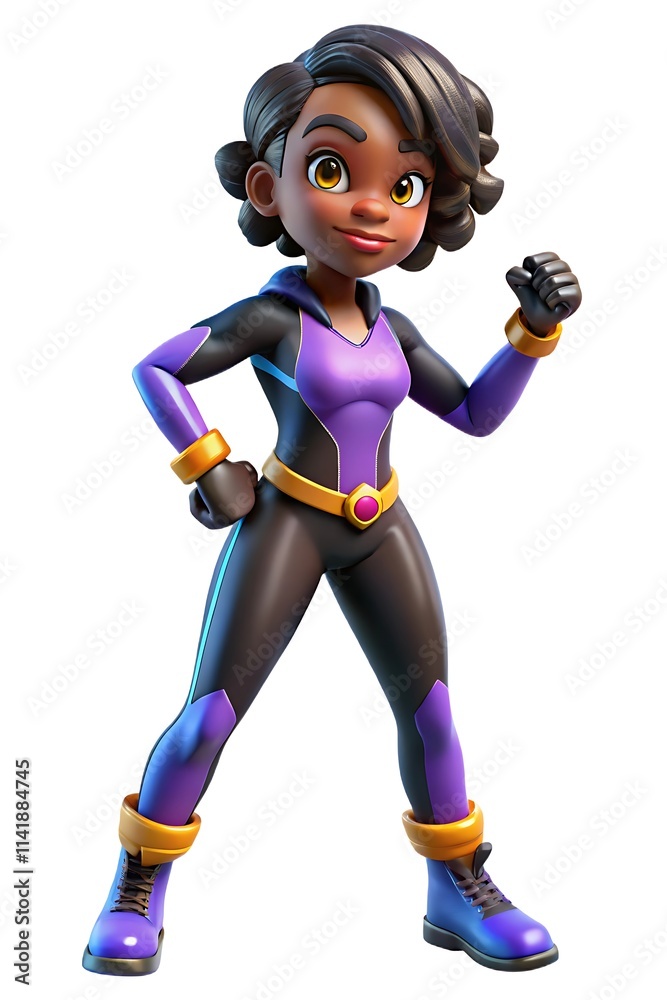 3D Fantasy Black Female Character in Gaming Style, Isolated on White Background, Ready for Action 3D Fantasy Black Female Character in Gaming Style, Isolated on White Background, Ready for Action