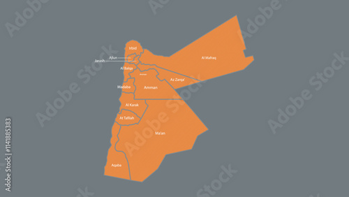 Modern Map of Jordan with Interactive Features, Flat design Jordan outline map.