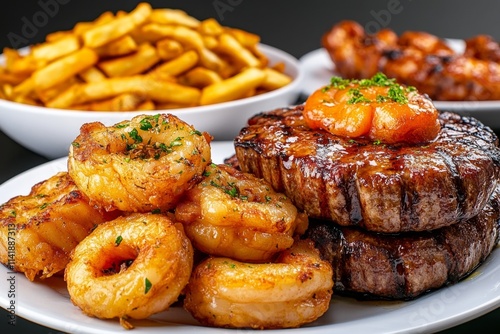 A restaurant flyer featuring mouthwatering dishes, warm color tones, and enticing descriptions