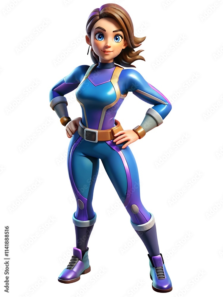 3D Gaming Style Female with Powers Character, Isolated on White Background, Perfect for Gaming Projects 3D Gaming Style Female with Powers Character, Isolated on White Background, Perfect for Gaming Projects