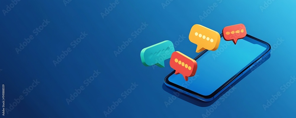 Online customer service chat on a smartphone with response bubbles Online customer service chat on a smartphone with response bubbles