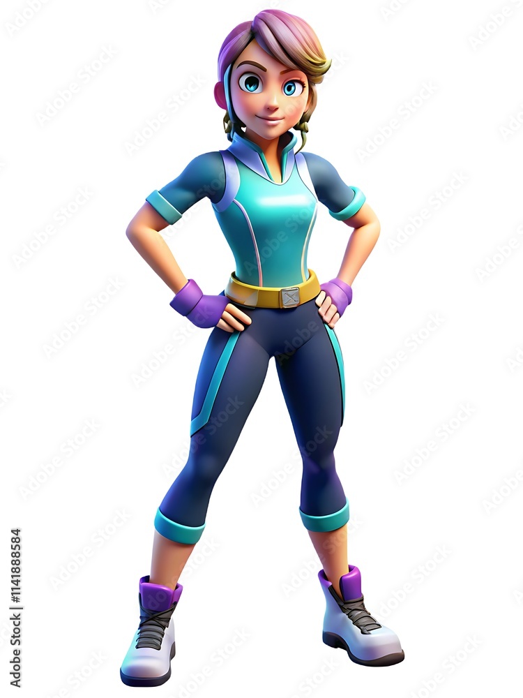 3D Gaming Style Female with Powers Character, Isolated on White Background, Perfect for Gaming Projects 3D Gaming Style Female with Powers Character, Isolated on White Background, Perfect for Gaming Projects