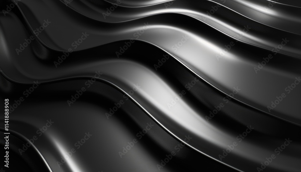 Abstract Black Wavy Surface Design Background
