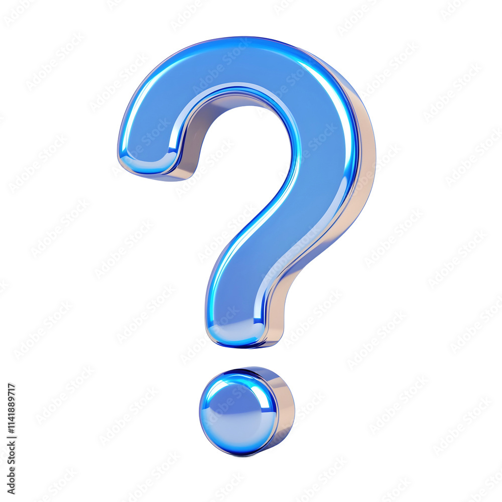 3D Rendered Question Mark Icon in Glossy Blue, high quality image of a symbol, transparent png file 3D Rendered Question Mark Icon in Glossy Blue, high quality image of a symbol, transparent png file