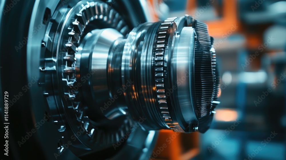 Close-up shot of a flywheel spinning, capturing the energy storage and rotational momentum in mechanical engineering systems