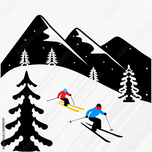 skiing concept vector illustration