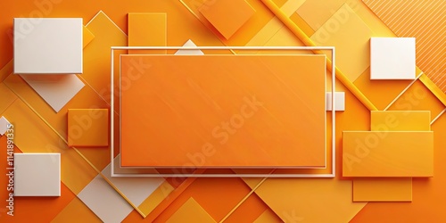 Abstract Orange and White Geometric Shapes Background with Central Blank Space for Text or Image