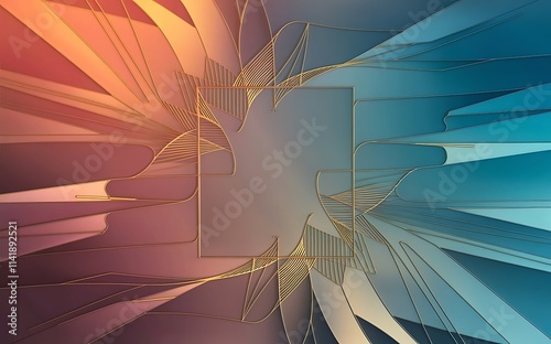 Abstract minimal geometric shape background with gradient dynamic shapes composition