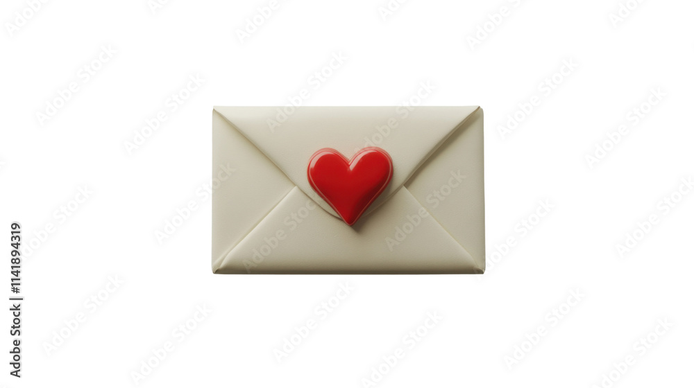 Charming White Envelope with a Bright Red Heart Shaped Seal Perfect for Expressing Love and Affection on Special Occasions or Everyday Moments