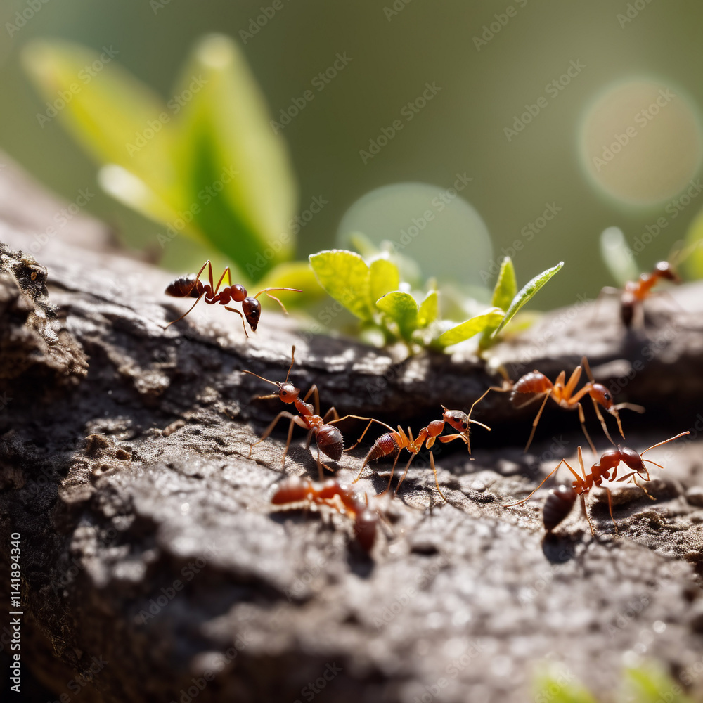 Insekten - Ameisen marschieren auf Waldboden Insekten - Ameisen marschieren auf Waldboden