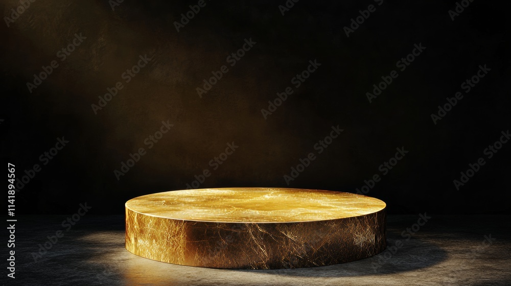 Golden marble pedestal with sunlight effects for premium showcases. Golden marble pedestal with sunlight effects for premium showcases.