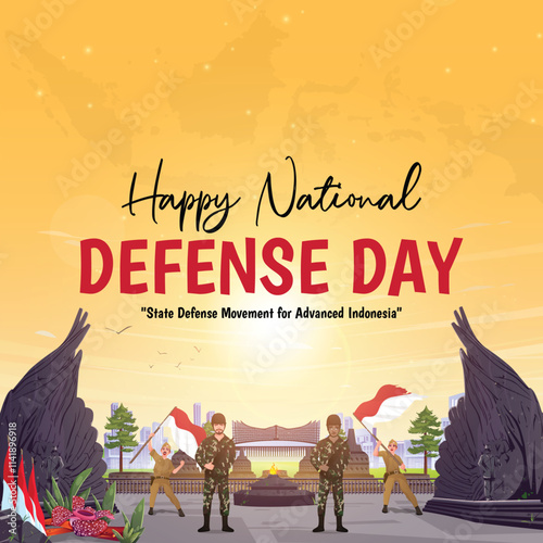 Indonesian National Defense Day illustration for social media posts