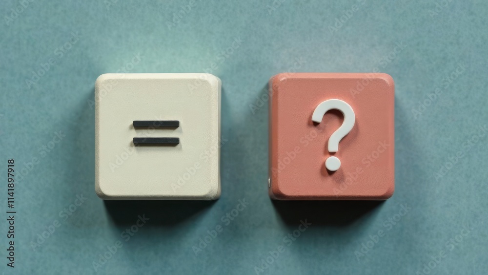 Comparison of equality and uncertainty symbols on colorful blocks Comparison of equality and uncertainty symbols on colorful blocks