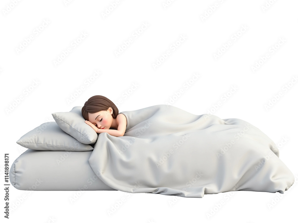 3d Render of a Person Sleeping in a Soft Bed with a Duvet on Transparent Background 3d Render of a Person Sleeping in a Soft Bed with a Duvet on Transparent Background