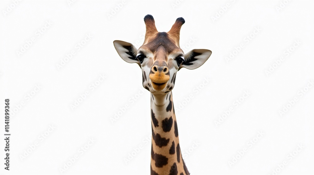 Fototapeta premium Giraffe Isolated on a White Background.