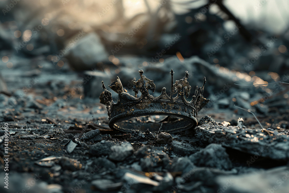 Fototapeta premium Fantastic king or queen crown from vivid gold material for coronation