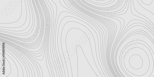 Topographic terrain map patterns vintage outdoors style abstract wavy line grey background, contour line style mountain relief cartography stylized height of the lines map geographic background.