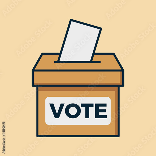 vote election box ballot democracy politics flat color vector illustration template design