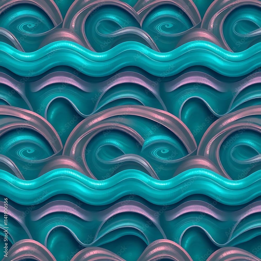 Seamless Teal and Mauve Waves Pattern Seamless Teal and Mauve Waves Pattern