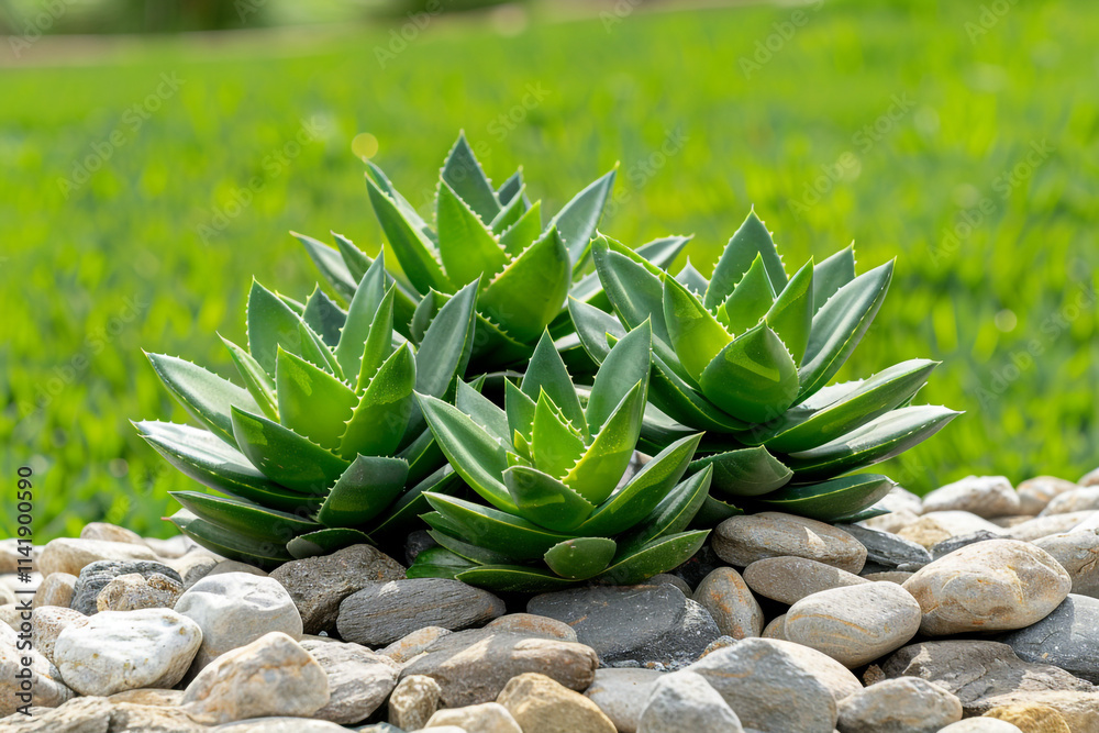 Vibrant Aloe Vera Plants Growing in a Sunny Garden Vibrant Aloe Vera Plants Growing in a Sunny Garden