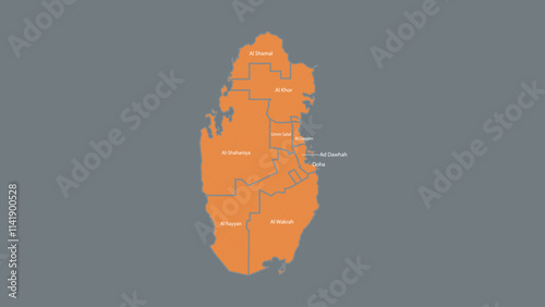 Modern Map of Qatar with Interactive Features, Flat design Qatar outline map.