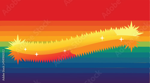 Vector illustration design of a bright, hot summer abstract background with orange flowers and a yellow sunlit wave pattern