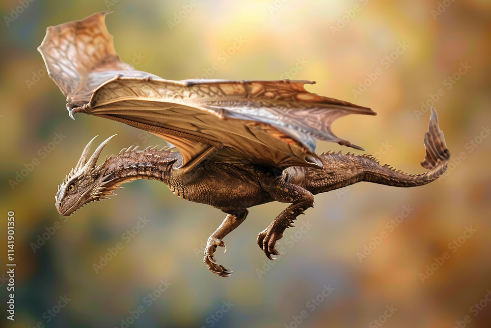 Naklejka premium Fantastically mythological dragon with big wide wings