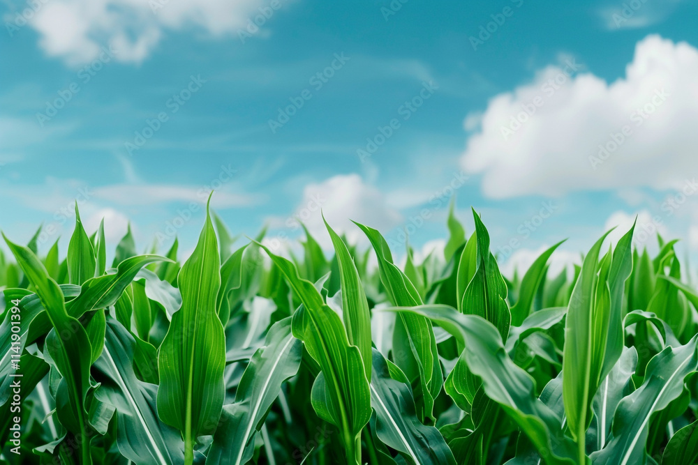 Obraz premium Organic Farm Landscape with Crops Growing Under the Sun