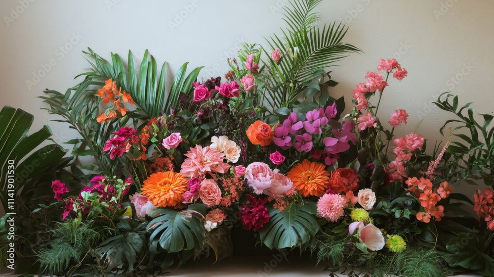 Fototapeta premium Vibrant Tropical Flower Arrangement A Stunning Floral Display