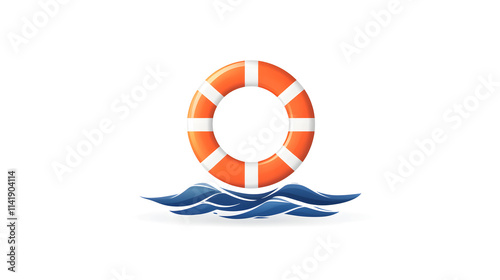 A logo vector style flat design of a life preserver with bold colors, symbolizing safety, protection, and rescue, ideal for themes of maritime safety, emergency services, and lifesaving equipment.
 photo