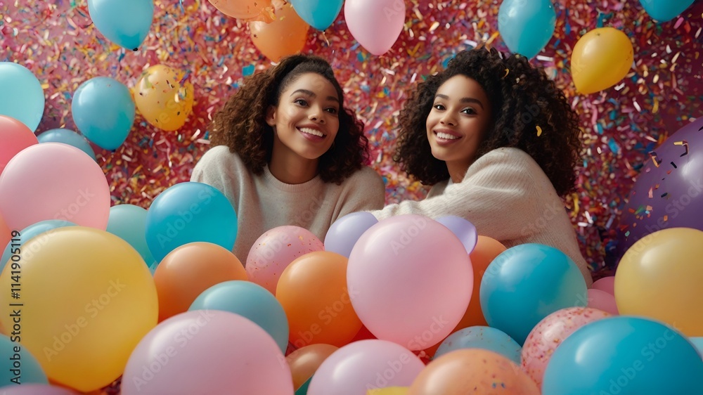 Obraz premium woman with balloons