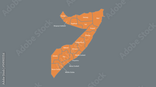 Modern Map of Somalia with Interactive Features, Flat design Somalia outline map.