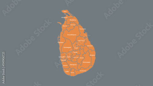 Modern Map of Sri Lanka with Interactive Features, Flat design Sri Lanka outline map.